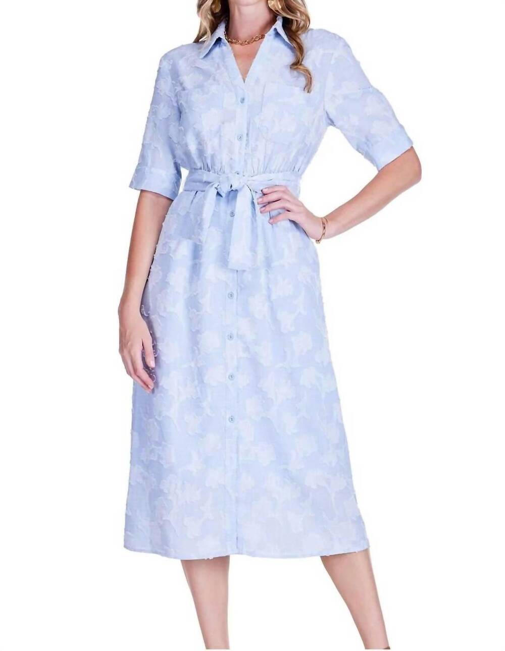 NEW JADE split collar maxi shirt dress in soft blue